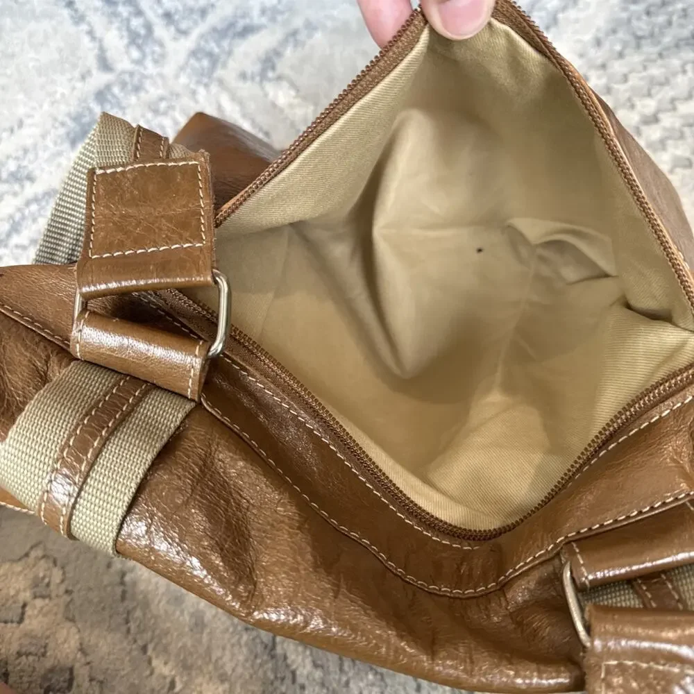 Claudia Firenze Brown Tan Genuine Leather Messenger Crossbody Bag Made In Italy